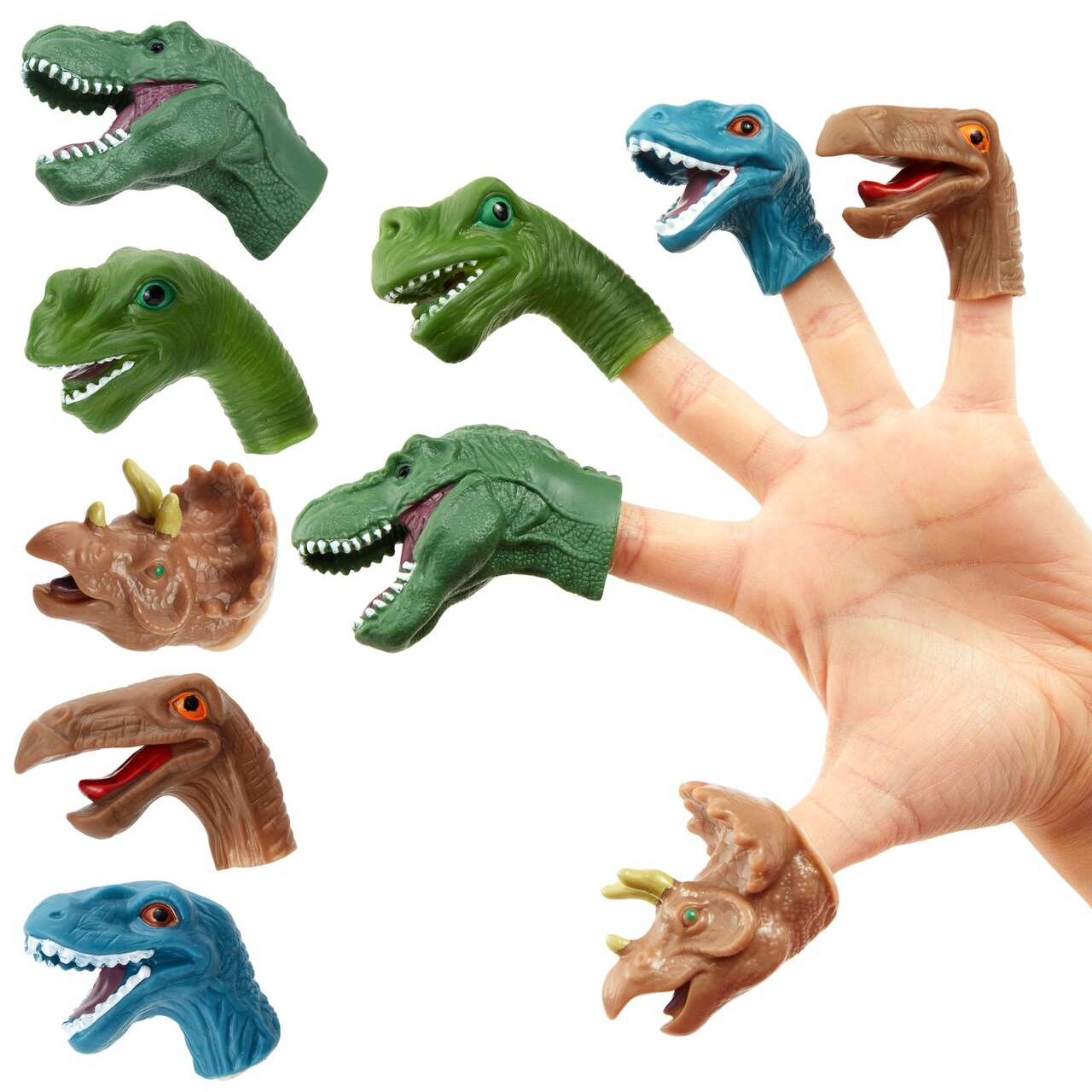10 Pack Dinosaur Finger Puppets for Kids and Family Dino Toys for Toddlers Party Favors 5 Designs
